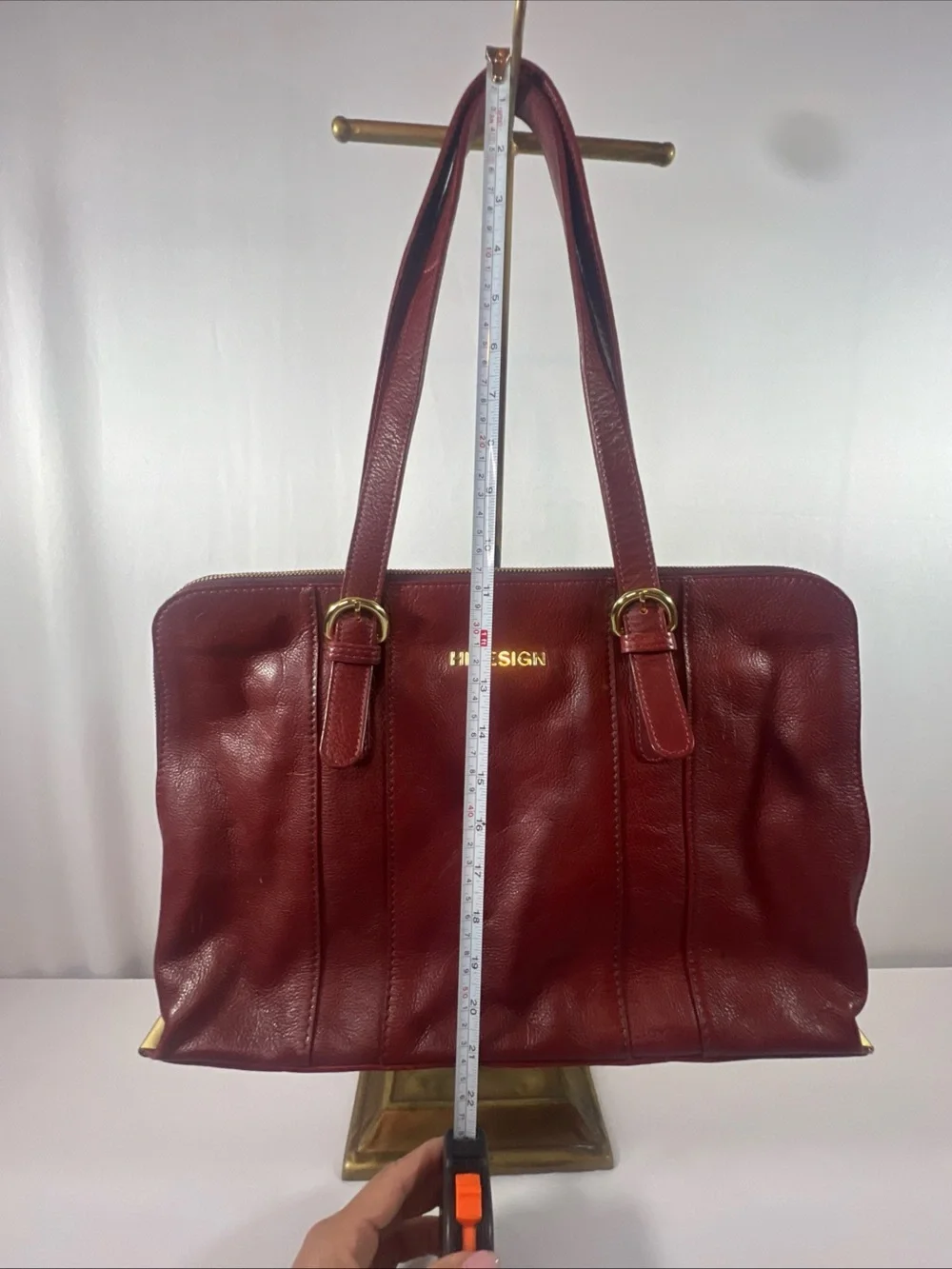 Hidesign Ersa 01 Red Leather Laptop Bag Women Work Tote Shoulder Briefcase Fits